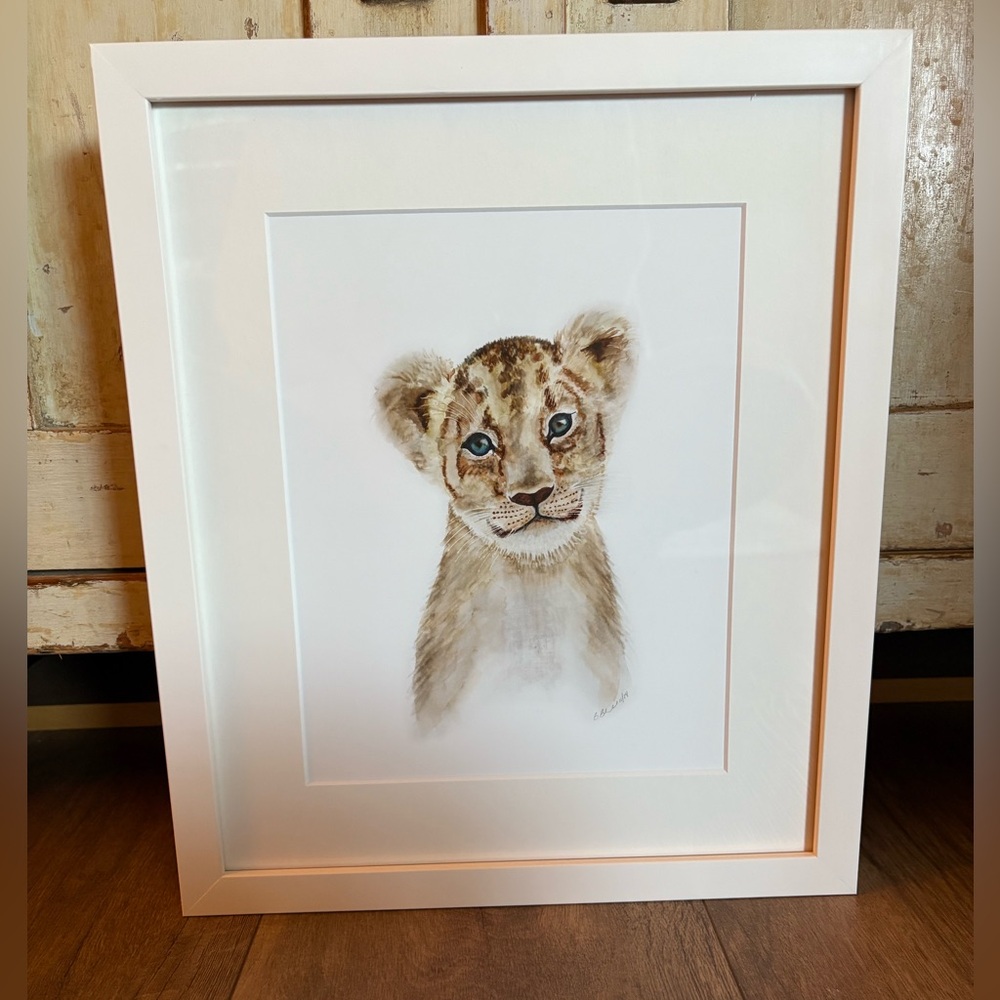 Oopsy Daisy Framed Nursery Print (Lion Cub)